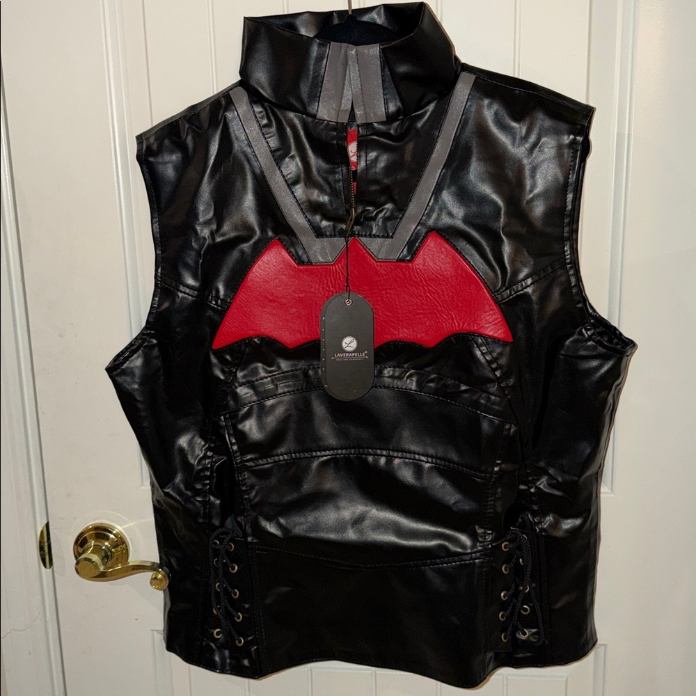 Laverapelle Men's Batman Faux Leather Jacket with Hood and Vest - Picture 10 of 12